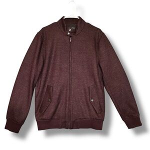 Massimo Dutti Wool Blend Bomber Jacket Dark Burgundy Men’s Size Large EUC